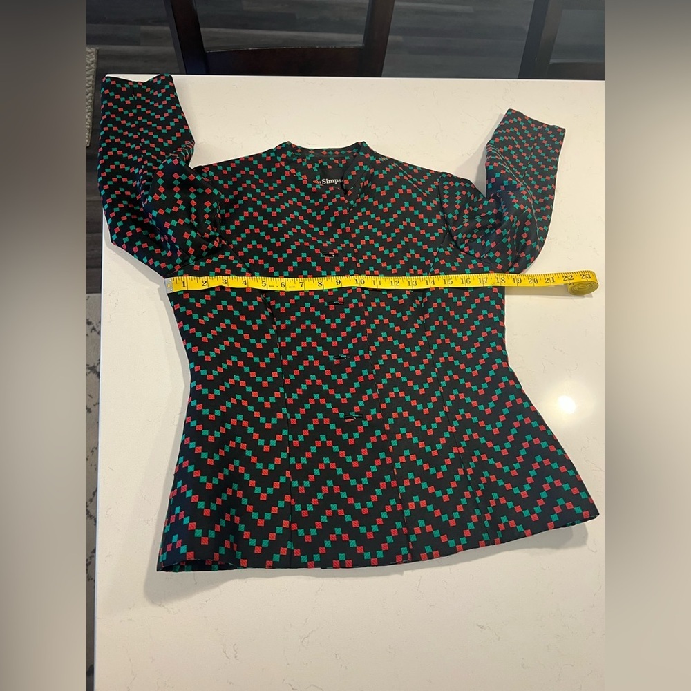 Adele Simpson Jacket Geometric Pattern Of Red And… - image 7